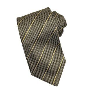 NWT Dormeuil Paris Men's Tie‎ in 100% Striped Silk France 60" Gold Tan